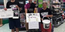 Fundraisers cycle 90 miles in store to raise funds for CLIC Sargent