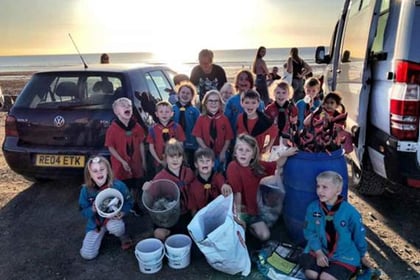 Scouts join in with Widemouth beach clean