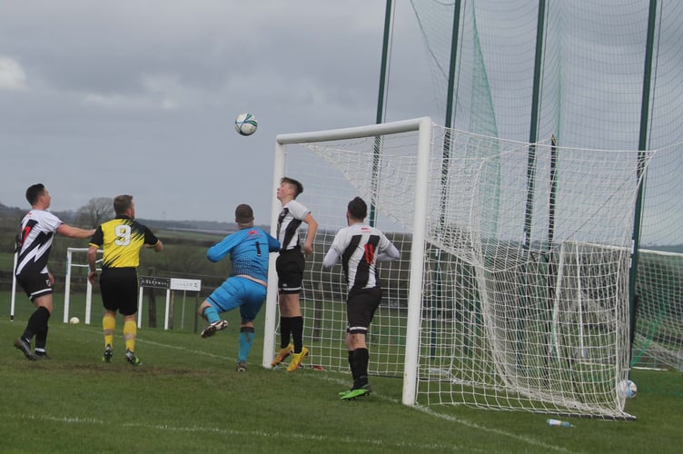 Action from Saturday's Duchy League One Division clash between North Petherwin Reserves and their Looe Town counterparts at Petherwin Park.