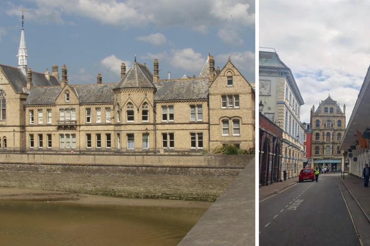 Bridge Chambers and 36 Boutport Street.