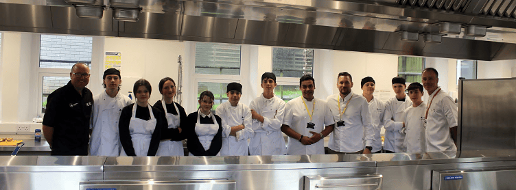 Launceston College students cooking with celebrity chef