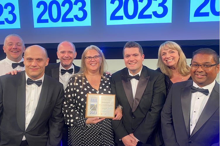 GWR colleagues with the Small Station of the Year award at the National Rail Awards.