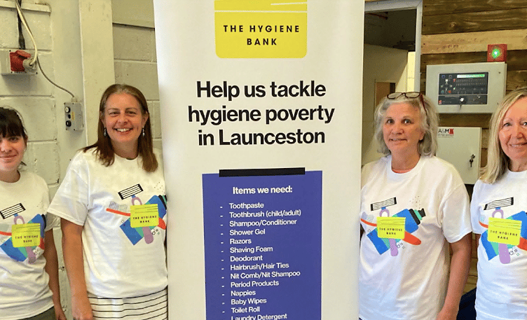 Michelle Rutter (second from left) is pictured with some of the Launceston Hygiene Bank volunteers