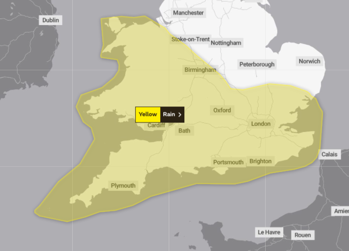 Cornwall set for showers as met office issue yellow weather warning 