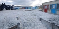 Storms engulf Bude beaches with sea foam