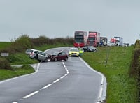 Road closed for hours following multi car collision 