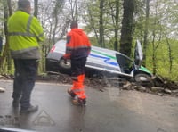 Police attend overturned van near Launceston