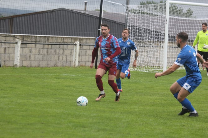 Launceston's Lewis Young prepares to win the ball at Pennygillam on Saturday. Picture: Paul Hamlyn