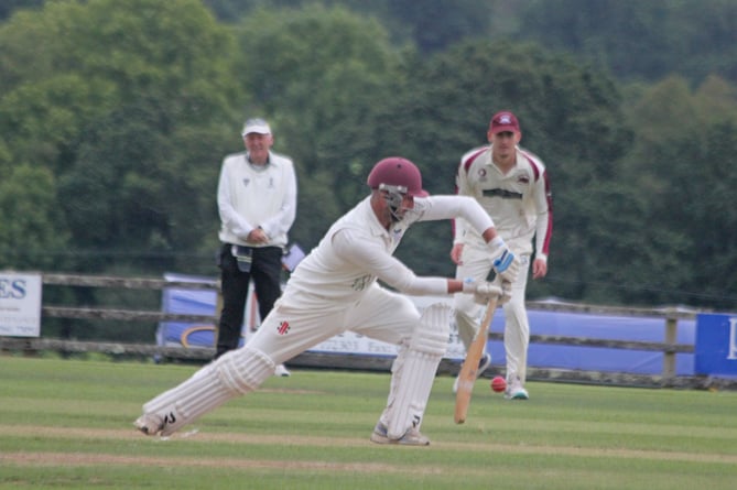 Werrington batsman Ben Smeeth, who also took 2-18 from nine overs with the ball, plays forward during his knock of 44 against Wadebridge on Saturday. Picture: Paul Hamlyn