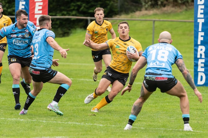 Harry Aaronson, the only survivor from Cornwall's inaugural match back in 2022, was in good form at North Wales Crusaders on Saturday. He is pictured in the recent home clash with Workington Town. Picture: Colin Bradbury