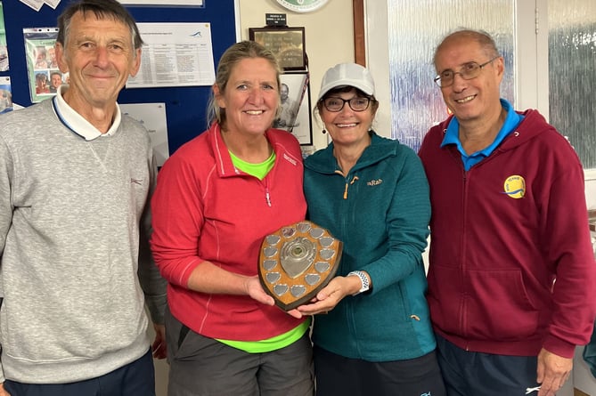 The winning pairs in the Cecil Heard Trophy. From left: John Brooks, Sharon Box, Carole Hunt and Gordon Cordeiro. Picture: Bude Tennis Club