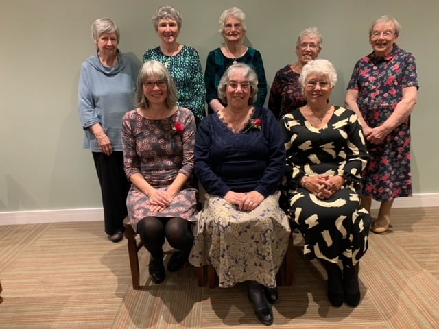 Coad’s Green WI committee; front row, from left to right: Barbara Smith (secretary), Linda Willan (president), Janet Ham (treasurer). Back row, from left to right: Pat Mallett, Daphne Tucker, Vivian Trewin, Alison Gribble, Christine Walters