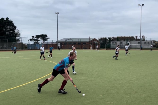 Zack Davis, pictured in the recent home victory over Penzance Seconds, scored the equaliser. Picture: Bude Hockey Club