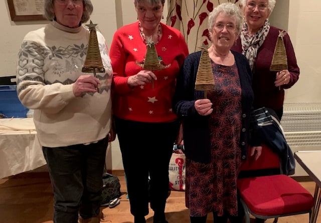 Linda Willan, Julia gaunt Alison Gribble and Janet Ham show off their finished trees