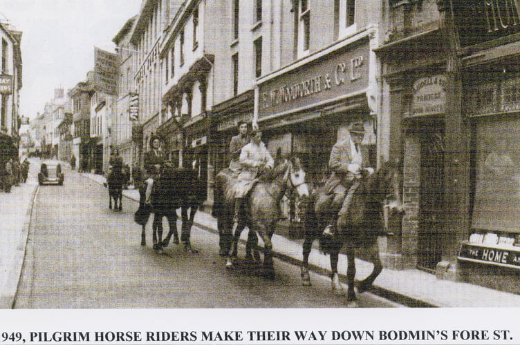  Local historian, photograph collector and Voice reader Barrie Doney has no shortage of pictures and stories from Cornwall’s past. Barrie says of this picture: “Here is Fore Street showing six horsepower worth of horses and another one horse power going up the road, back in 1949, when it was two way traffic.  “On the right can be seen Home and Colonial, the entrance to Liddles Printers, Woolworths and note there is no  canopy above the entrance to the Royal Hotel.”