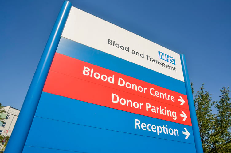 NHS Blood and Transplant - Blood donor centre sign (based on Cambridge Centre image)